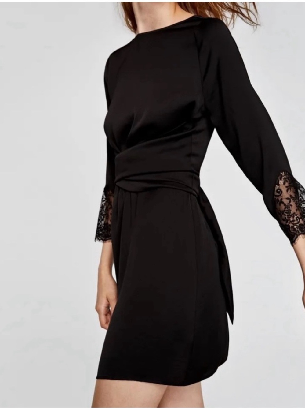Zara Black Lace Cuff Mini Dress - Picture 2 of 7